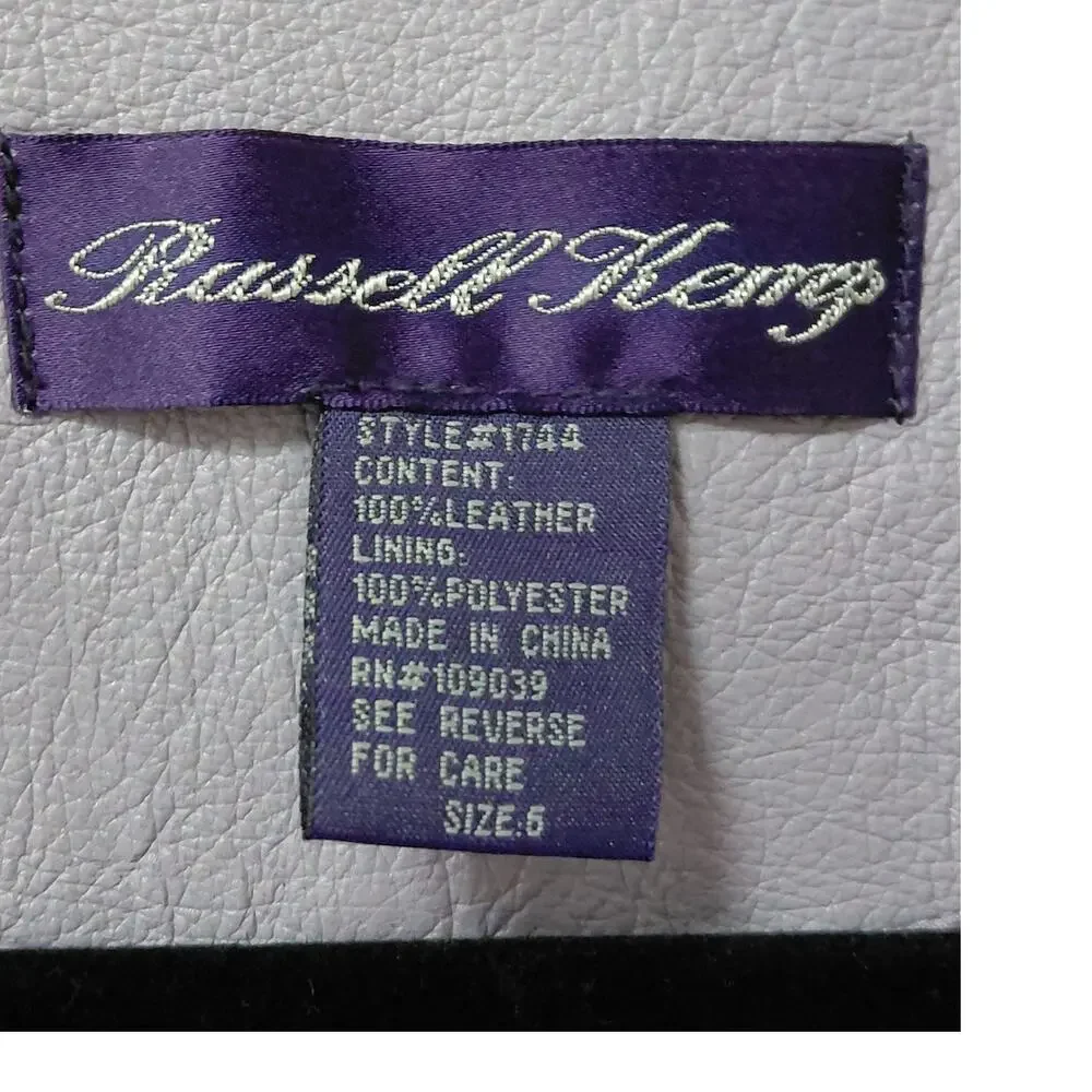 Russell Kemp Content 100% Leather Crew Neck Full Zip Jacket Women Size 6